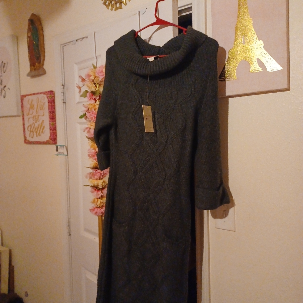 Brand:Pink (rose) Gray.Gray size L sweater dress